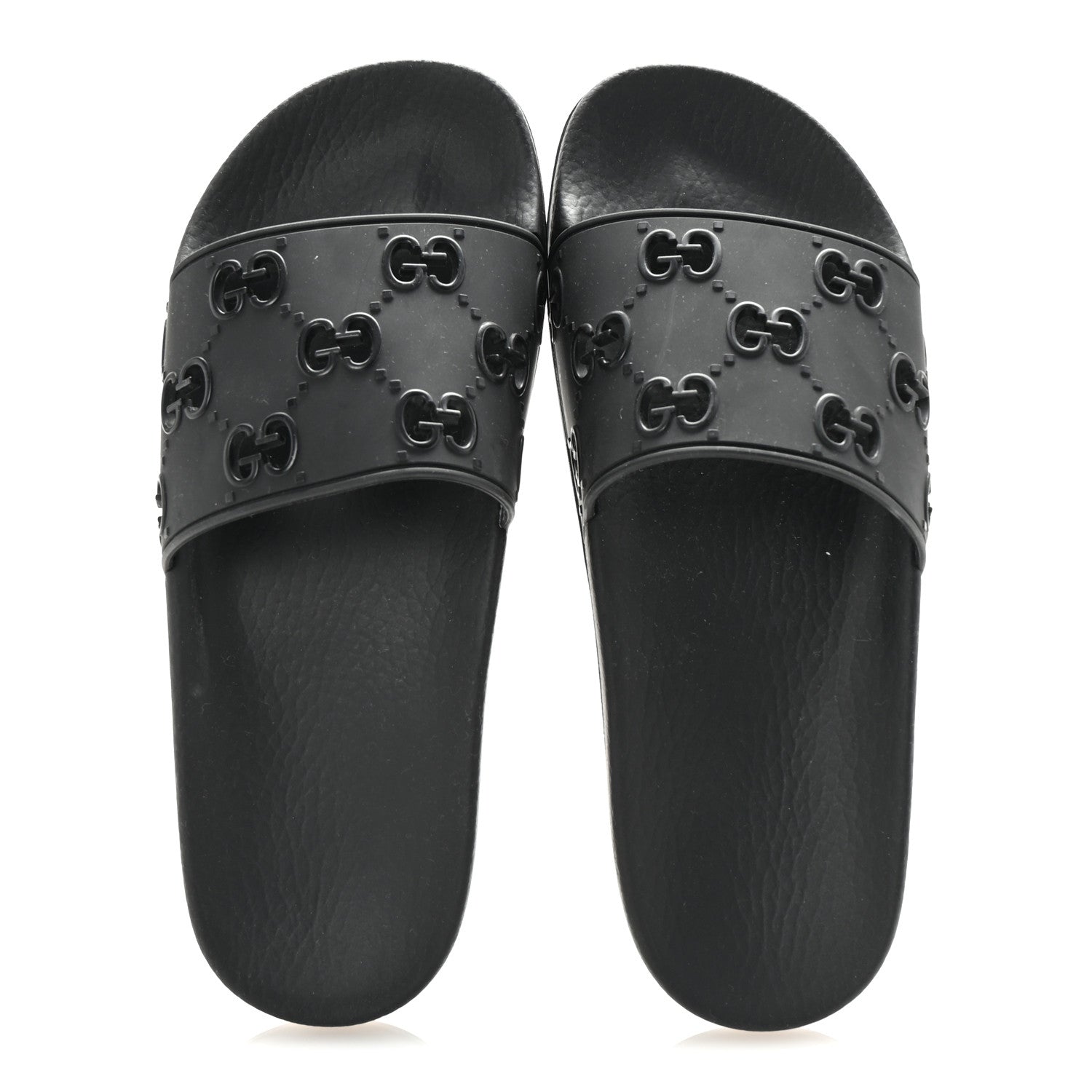 Rubber GG Monogram Perforated Womens Slide Sandals 39 Black