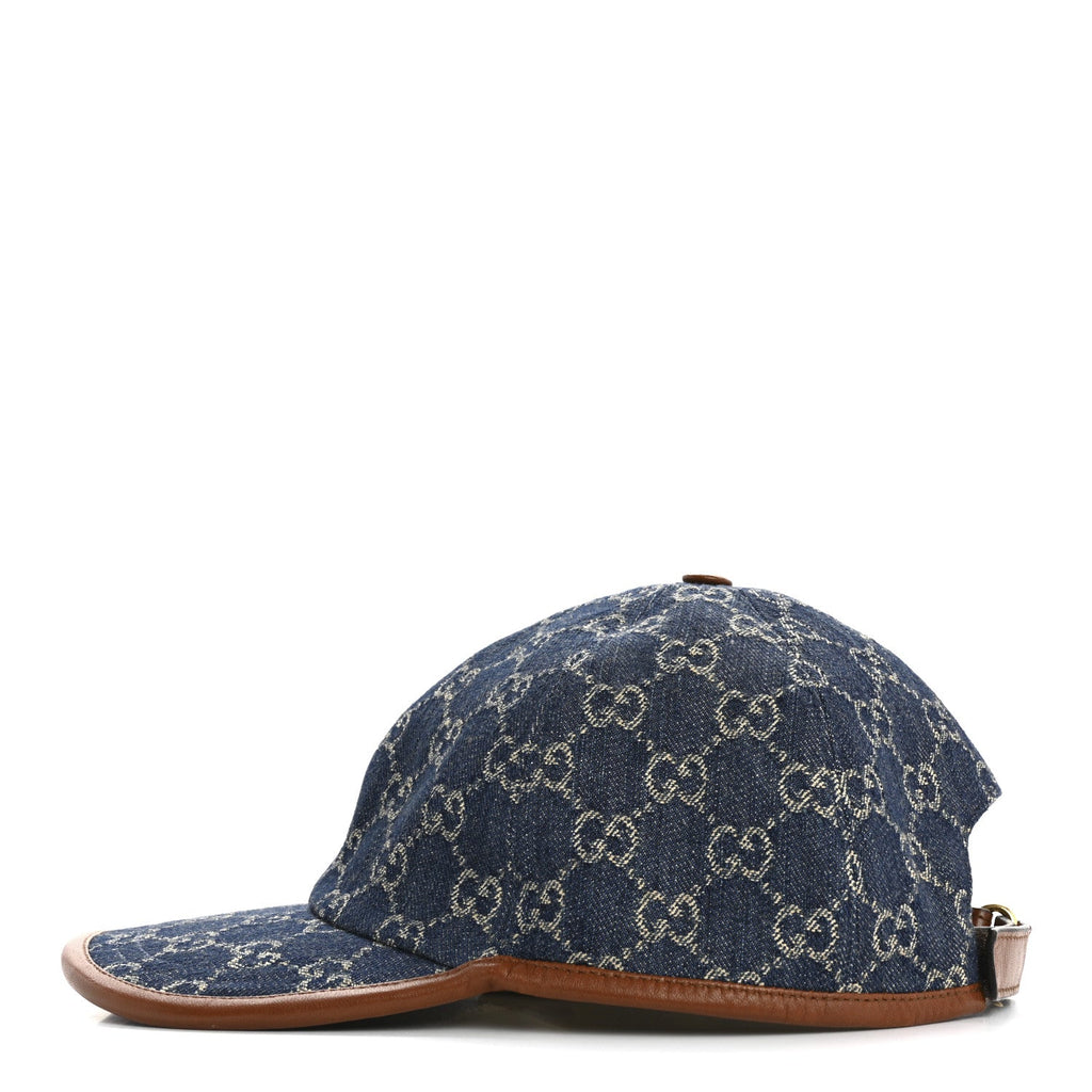 Washed Jacquard Denim Nappa GG Monogram Oscar Baseball Hat M Denim Cuir