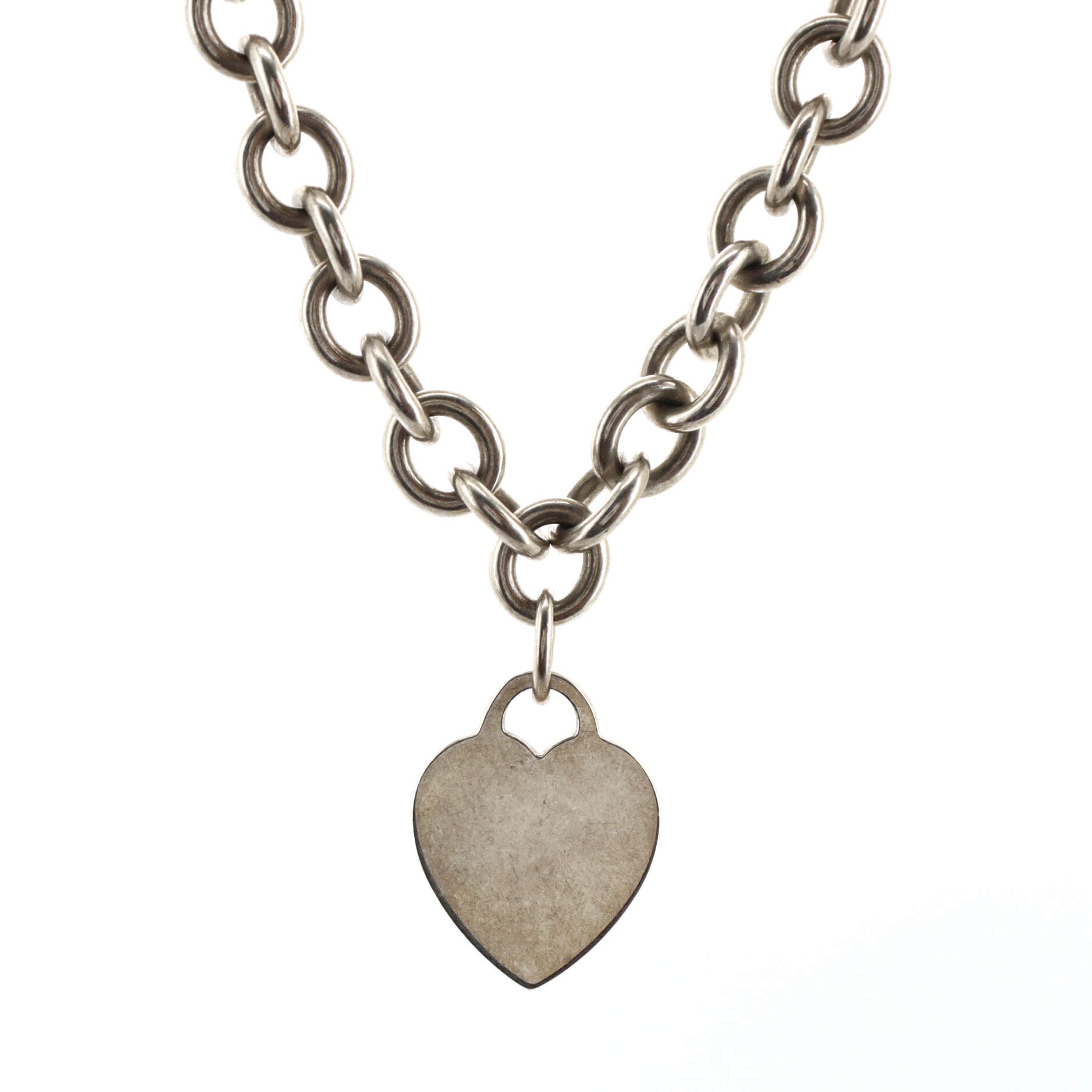 Heart Tag Choker Necklace Sterling Silver