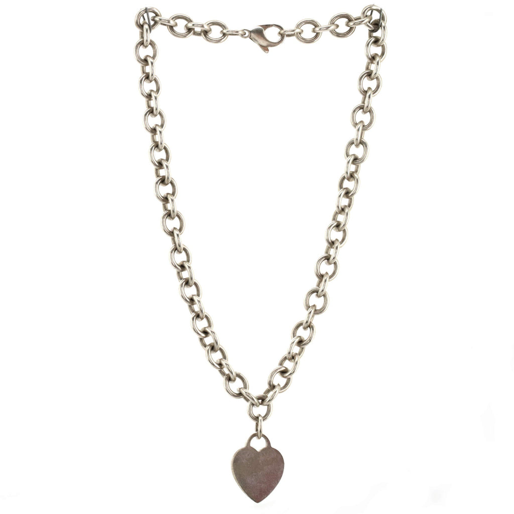 Heart Tag Choker Necklace Sterling Silver