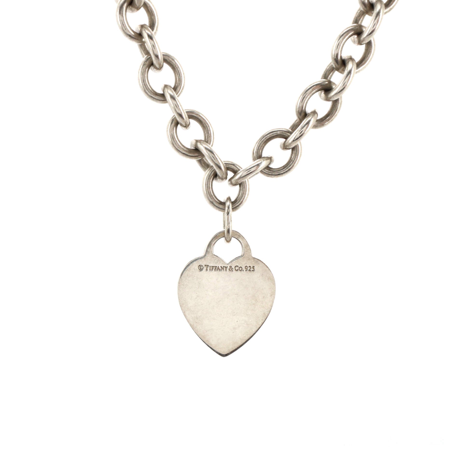 Heart Tag Choker Necklace Sterling Silver