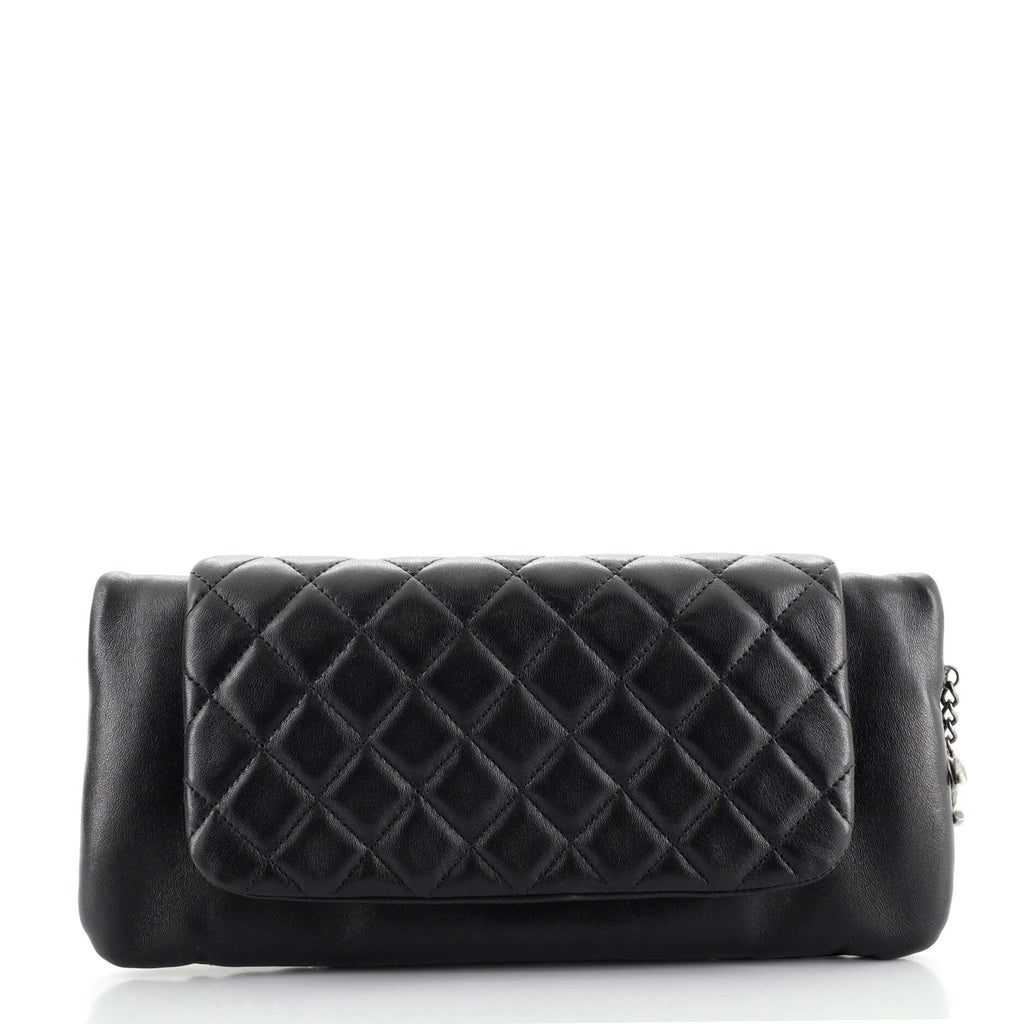 Double Kisslock Fold Over Clutch Quilted Leather Medium