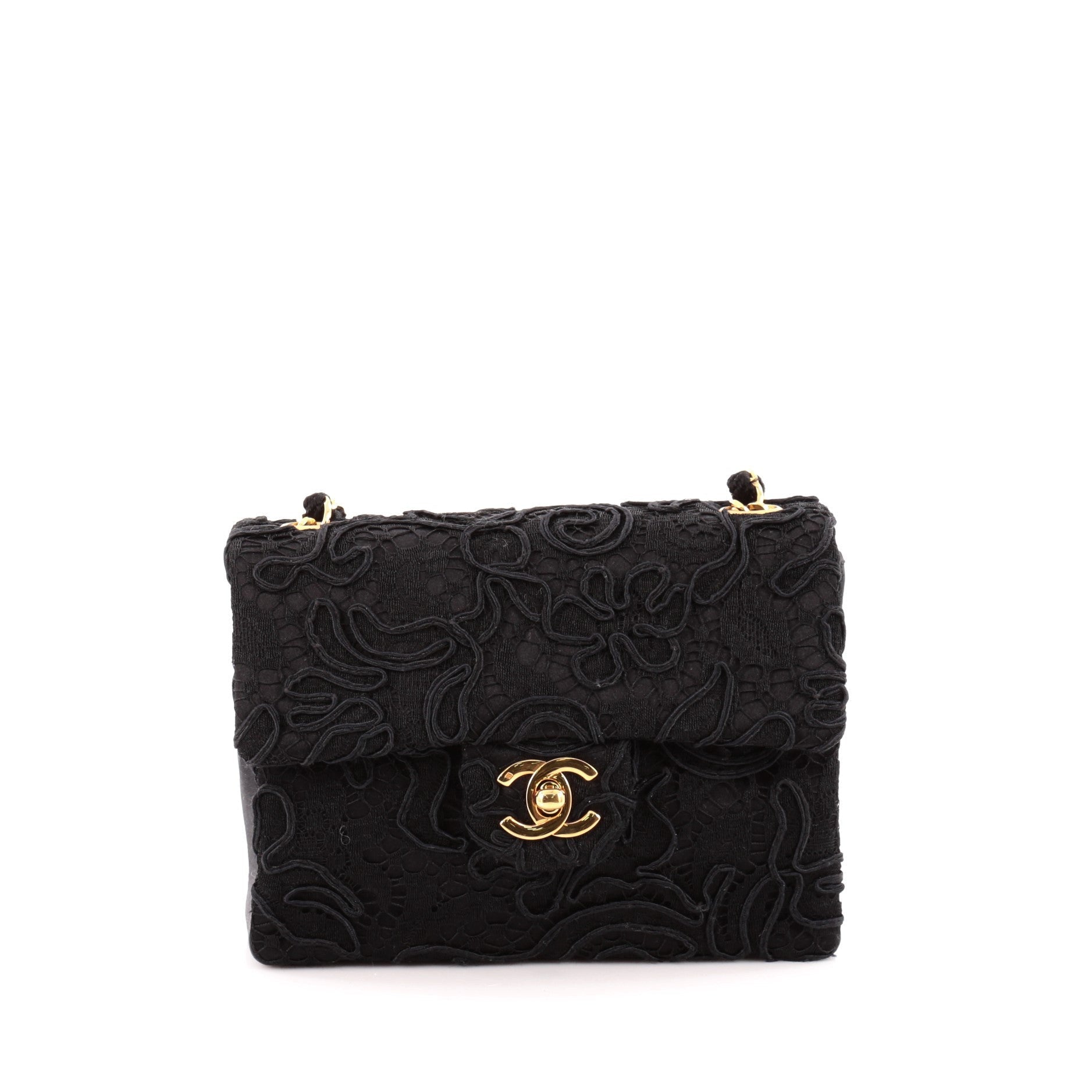 Vintage Square Single Flap Bag Lace and Satin Mini