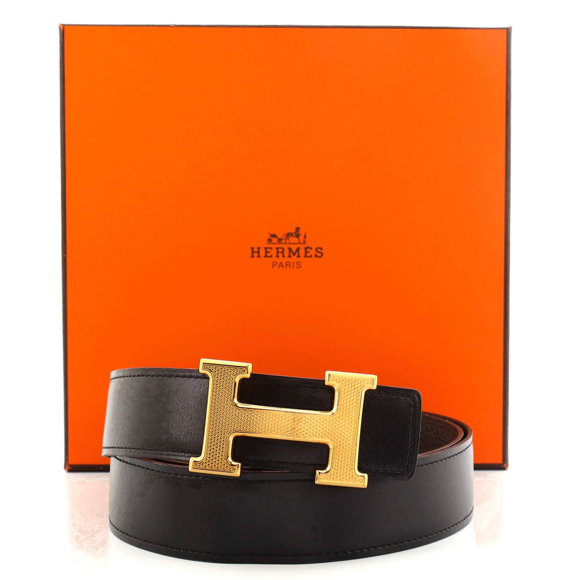 Constance Reversible Belt Leather with Guilloche Hardware Medium 95