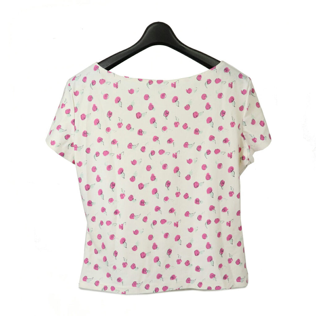 Chanel Nylon Spandex Rose Print Short Sleeve Top
