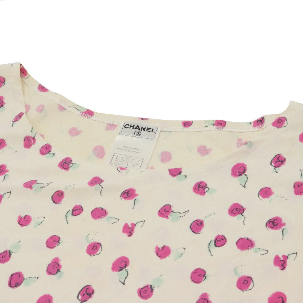 Chanel Nylon Spandex Rose Print Short Sleeve Top
