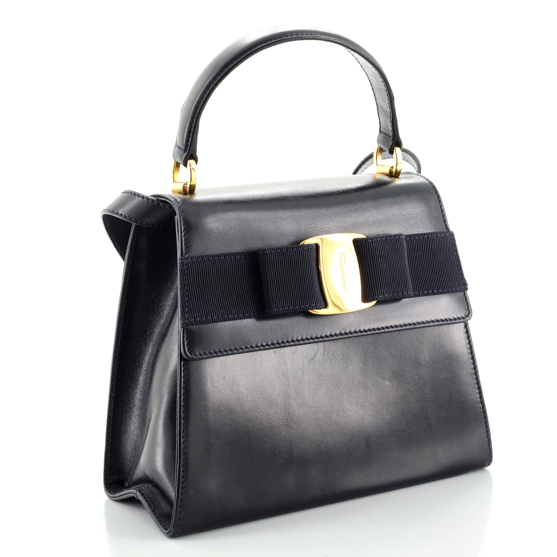 Vintage Vara Bow Top Handle Bag Leather Mini