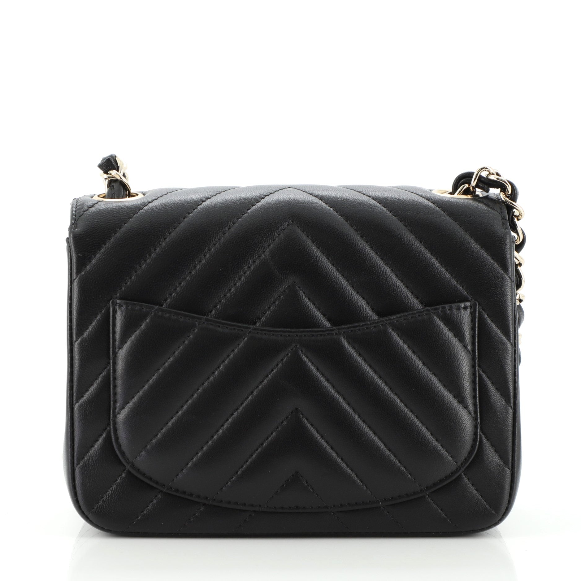 Square Classic Single Flap Bag Chevron Lambskin Mini