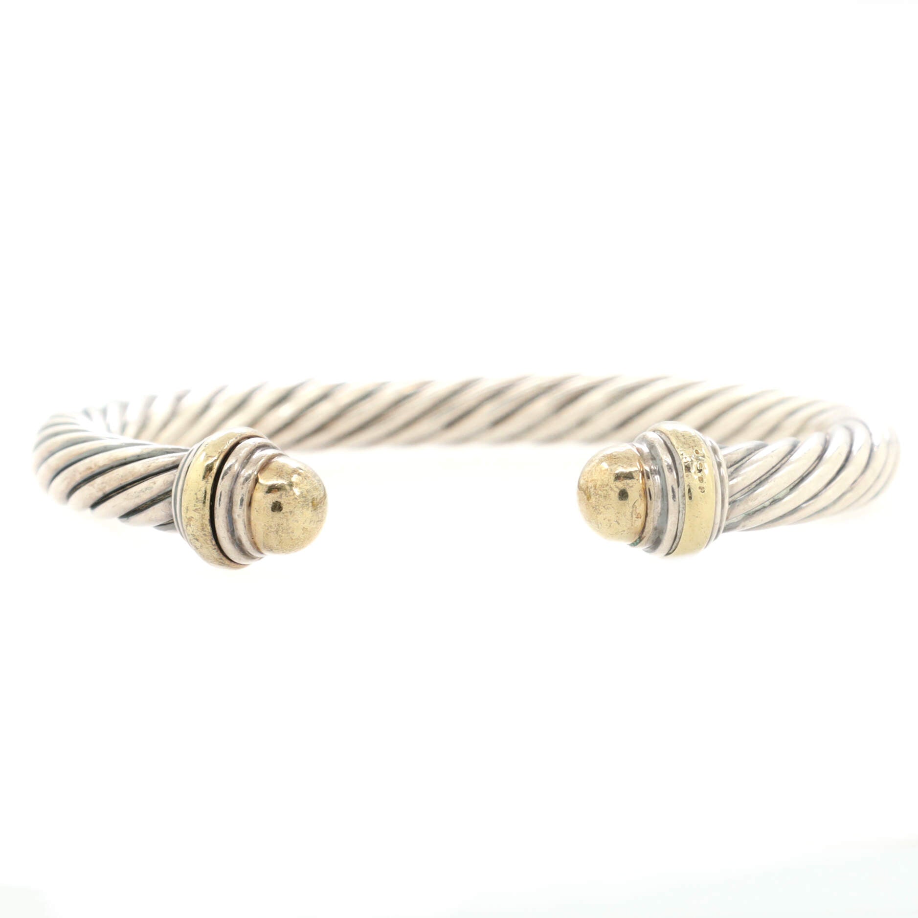 Cable Classic Bracelet Sterling Silver with 14K Yellow Gold 7mm