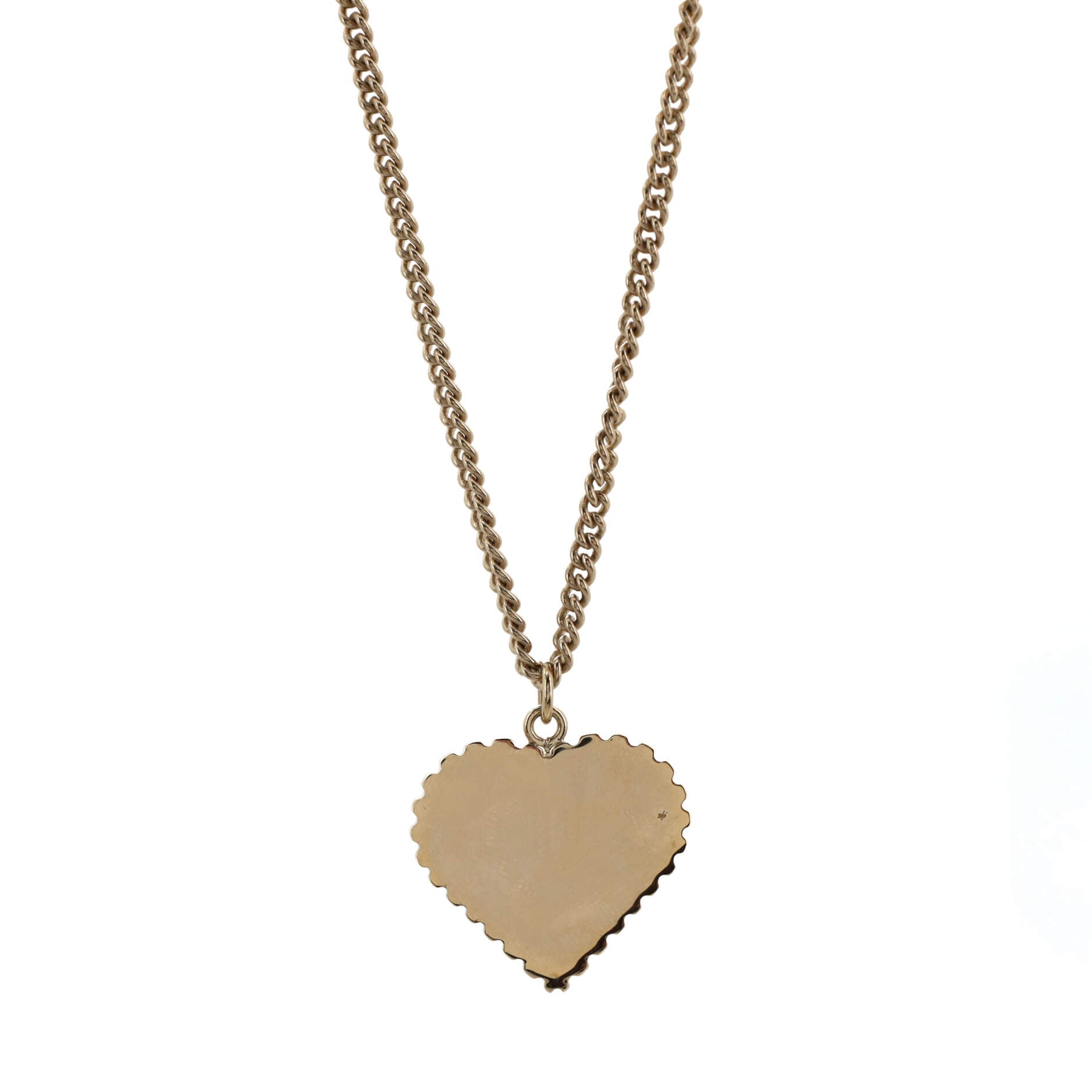 CC Heart Pendant Necklace Metal and Enamel
