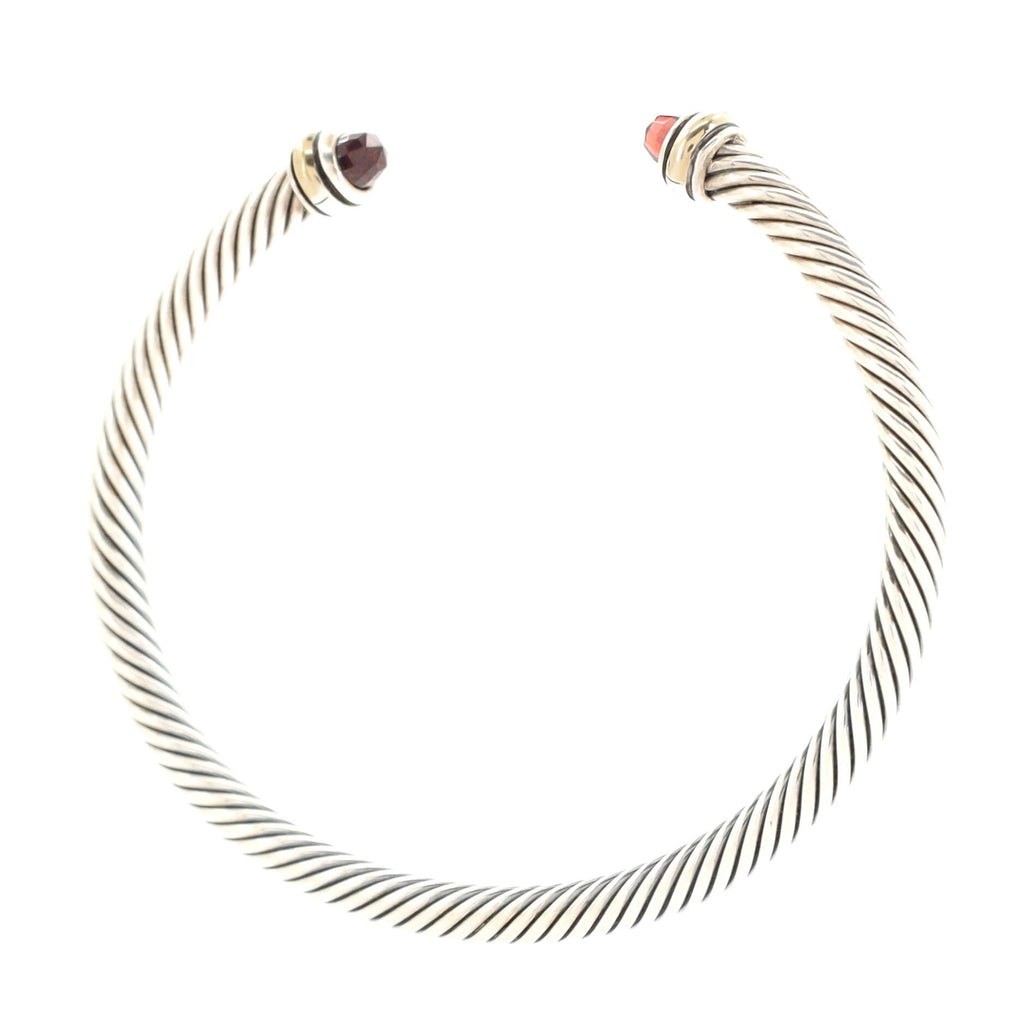 Cable Classic Bracelet Sterling Silver with 14K Yellow Gold and Garnet 4mm