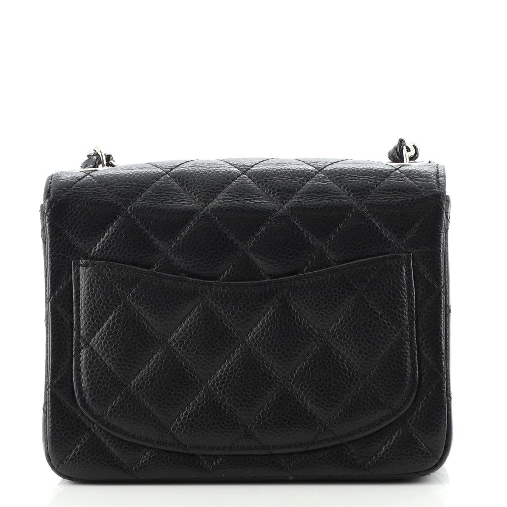 Square Classic Single Flap Bag Quilted Caviar Mini