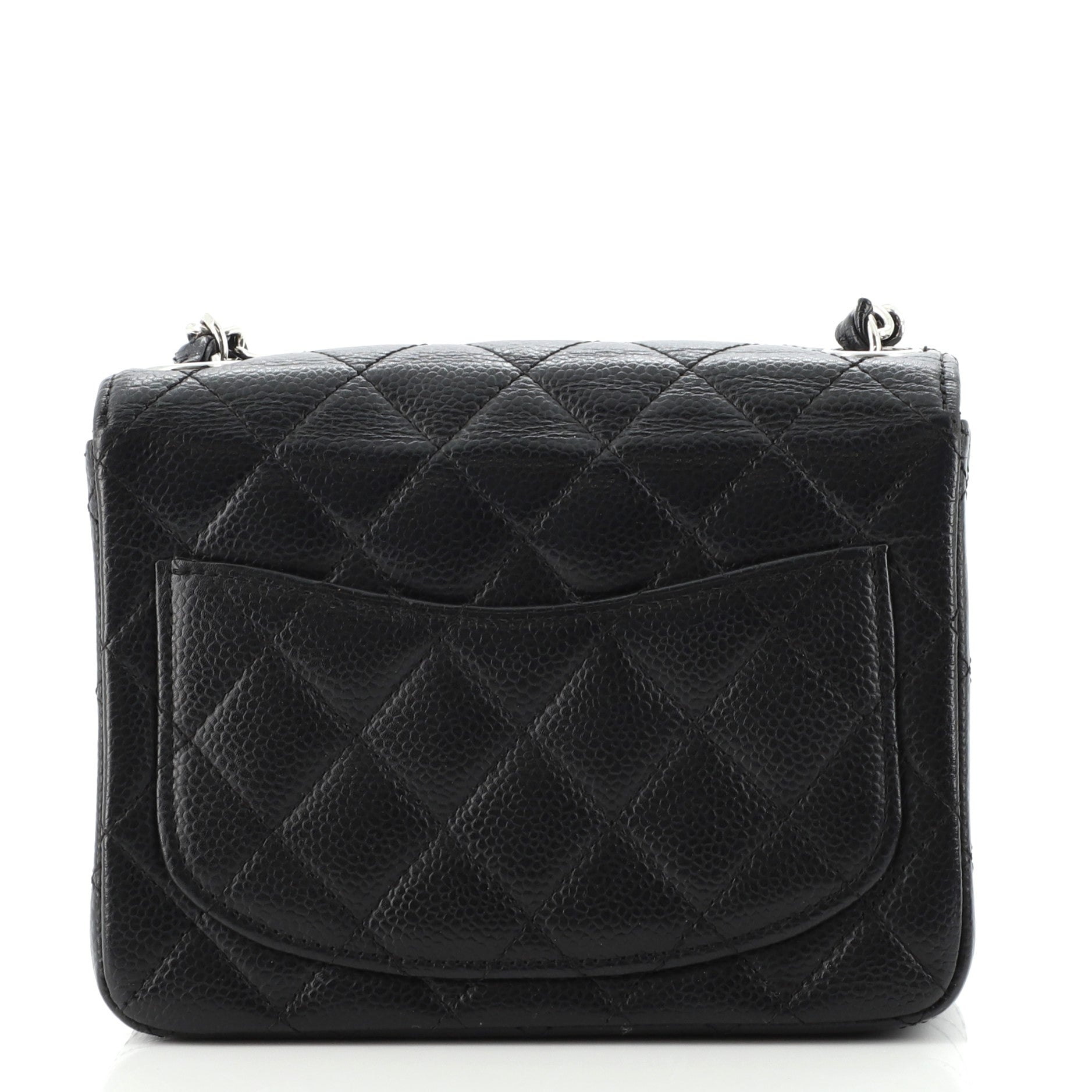 Square Classic Single Flap Bag Quilted Caviar Mini