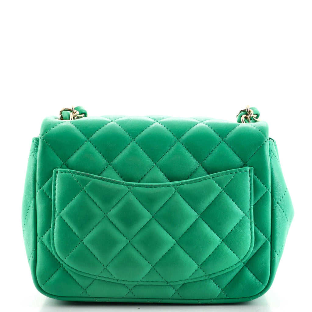 Square Classic Single Flap Bag Quilted Lambskin Mini