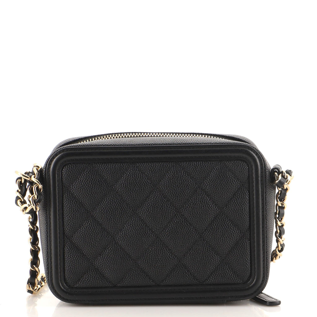 Filigree Vanity Clutch with Chain Quilted Caviar Mini