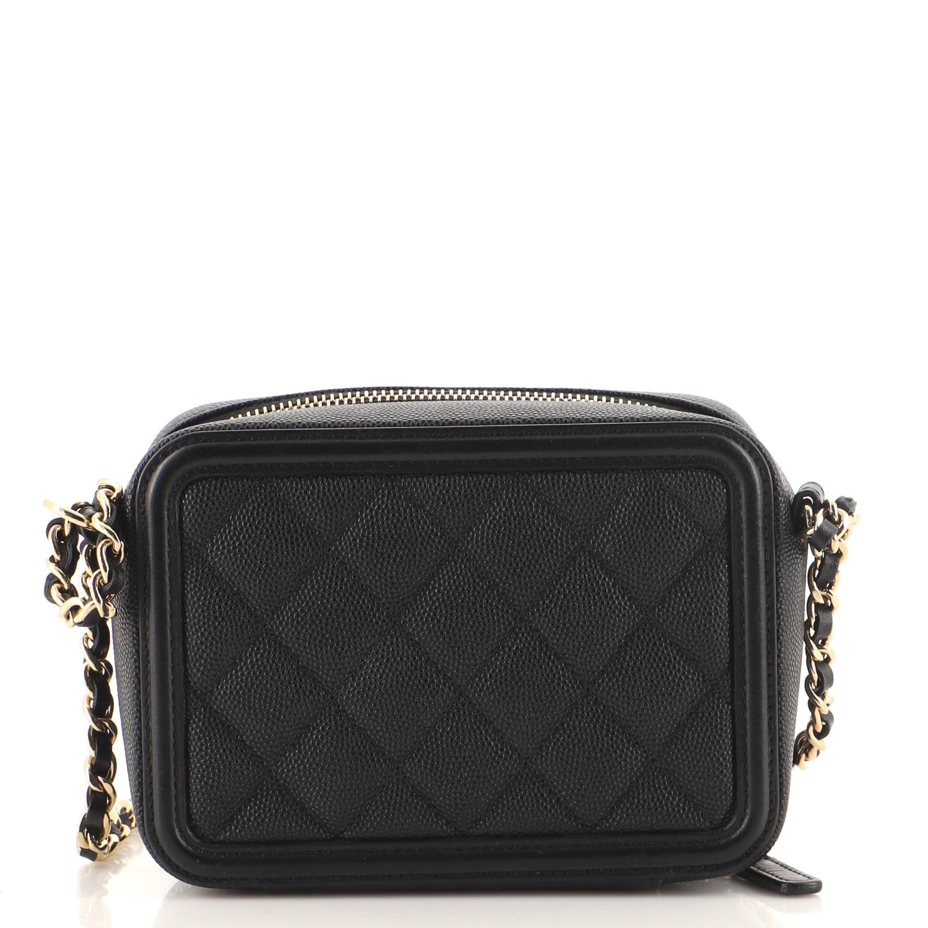 Filigree Vanity Clutch with Chain Quilted Caviar Mini