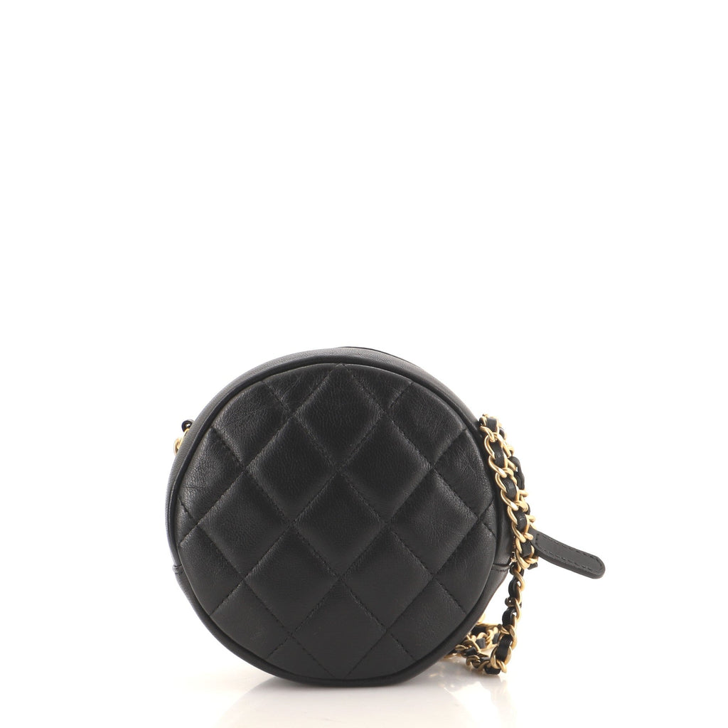 18K Charms Round Clutch With Chain Quilted Lambskin Mini