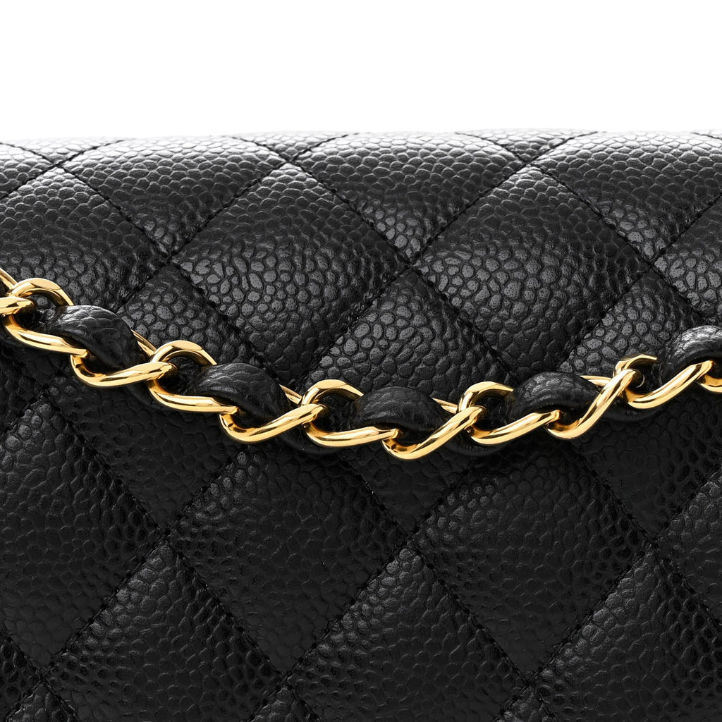 Caviar Quilted Medium Double Flap Black