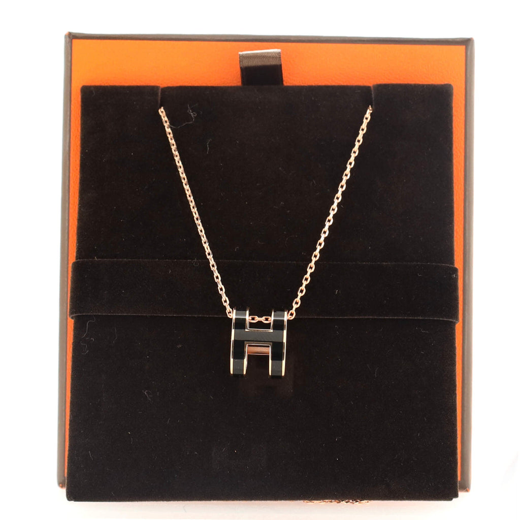 Pop H Pendant Chain Necklace Metal and Enamel