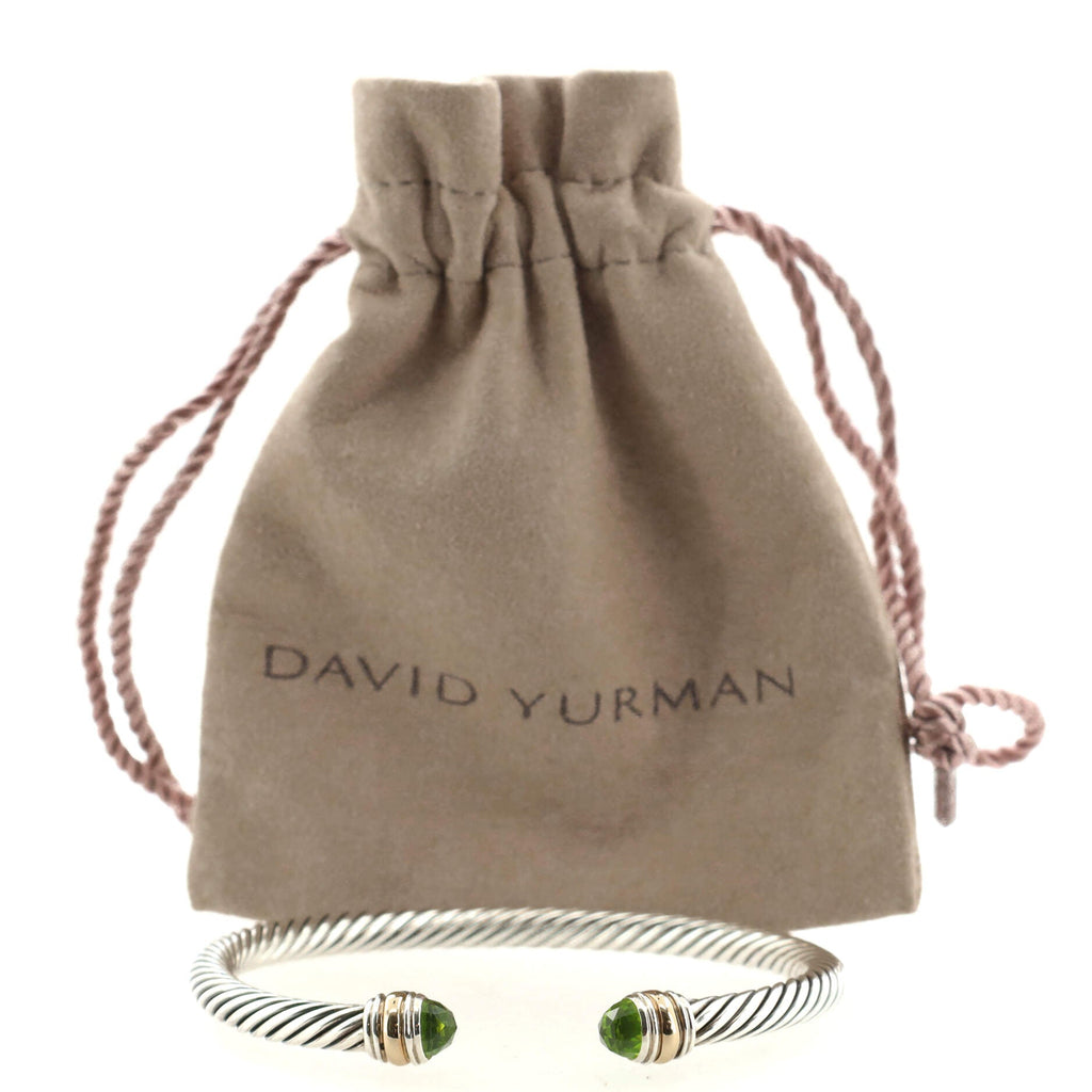 Cable Classic Bracelet Sterling Silver with 14K Yellow Gold and Peridot 5mm