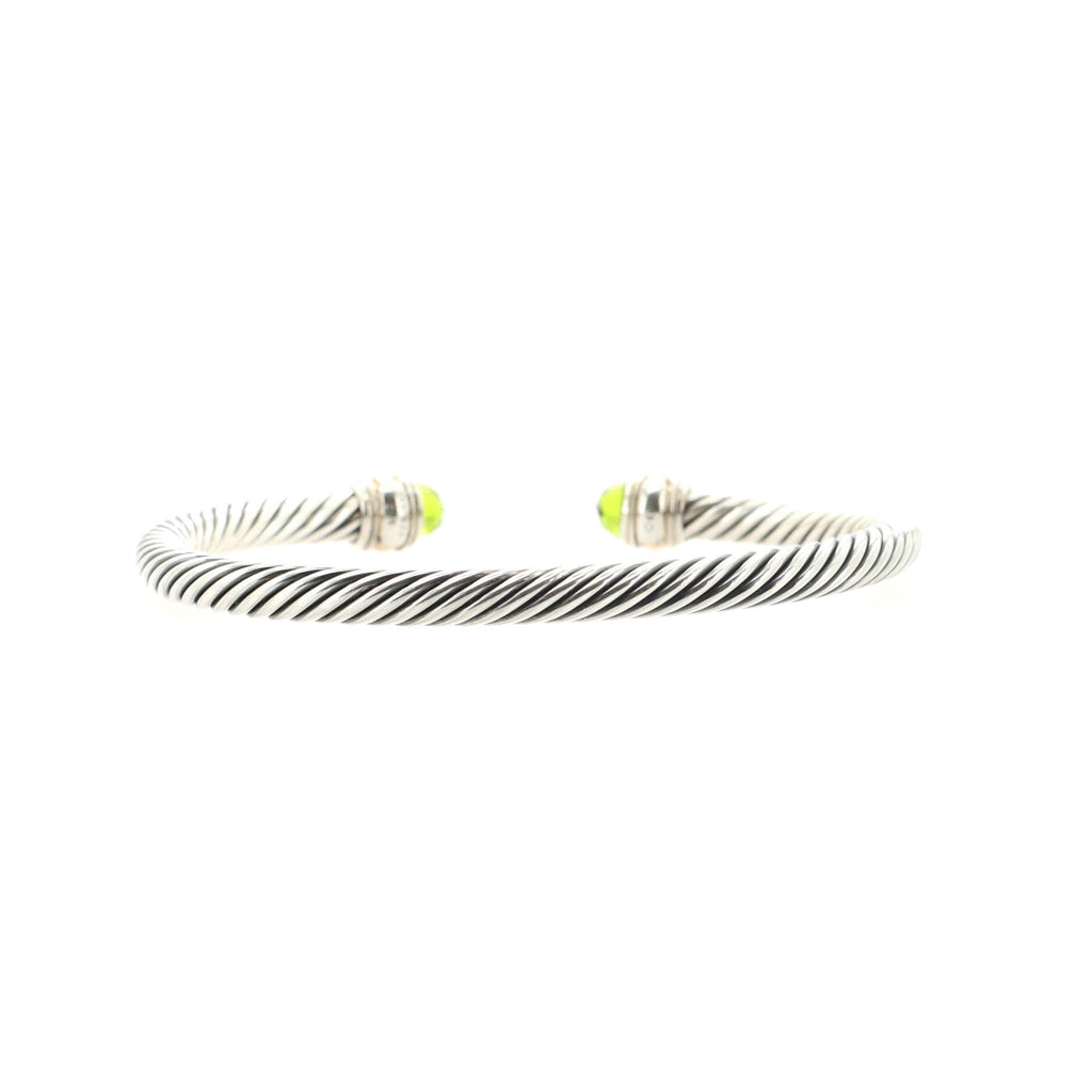 Cable Classic Bracelet Sterling Silver with 14K Yellow Gold and Peridot 5mm