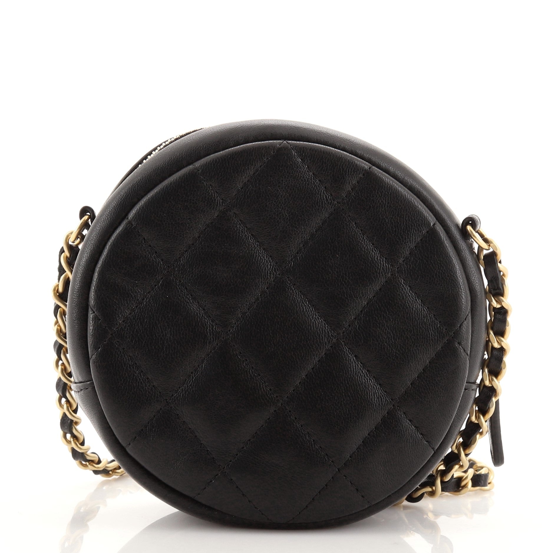 18K Charms Round Clutch With Chain Quilted Lambskin Mini