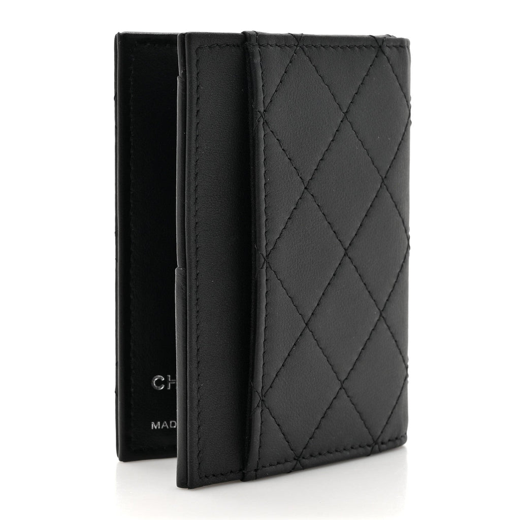 Grained Calfskin Quilted  Holder Wallet So Black