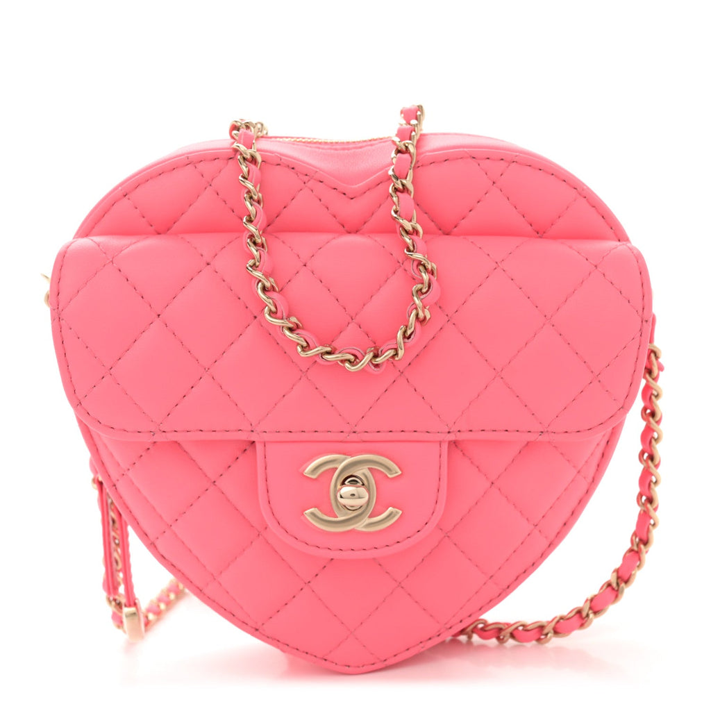 Lambskin Quilted CC In Love Heart Bag Pink