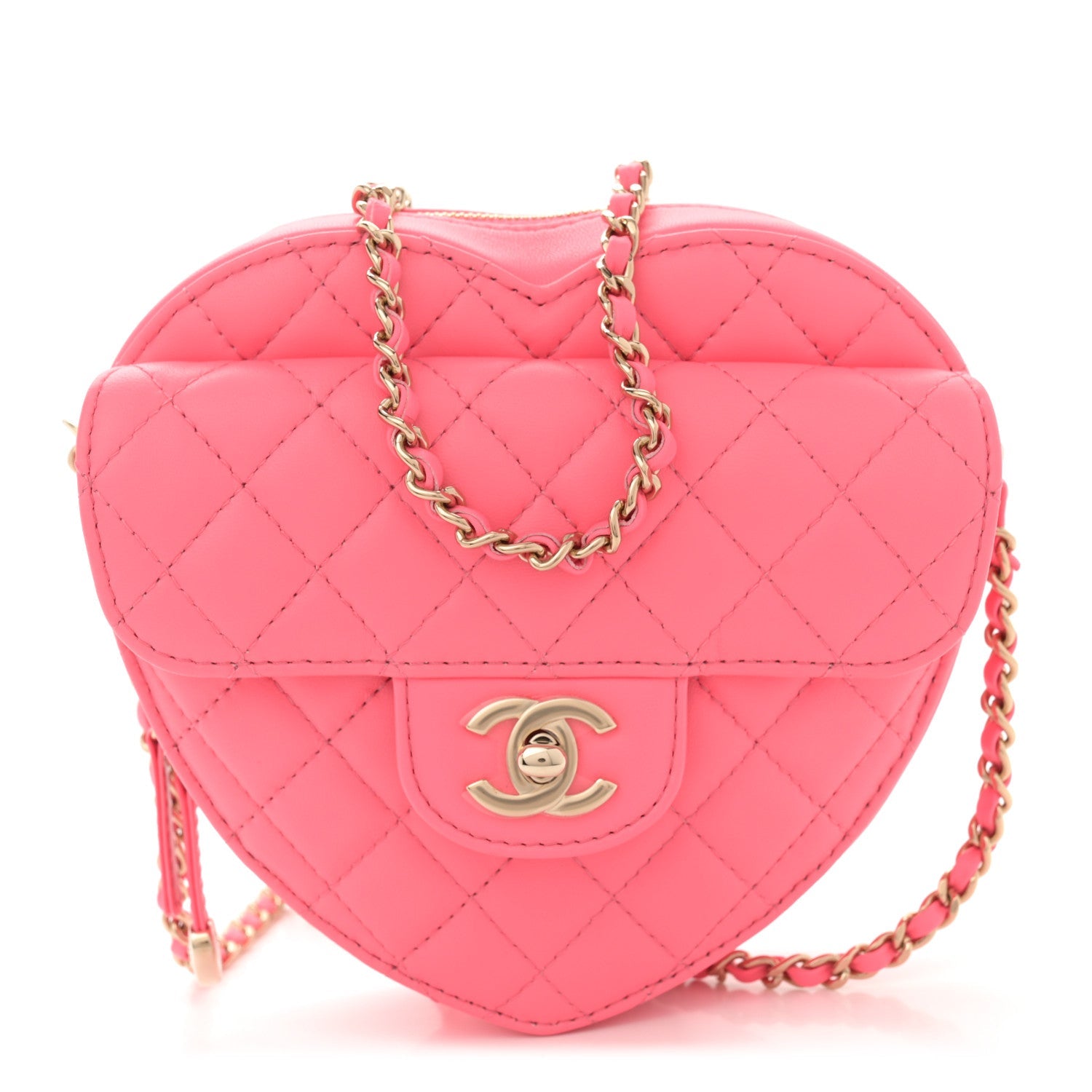 Lambskin Quilted CC In Love Heart Bag Pink