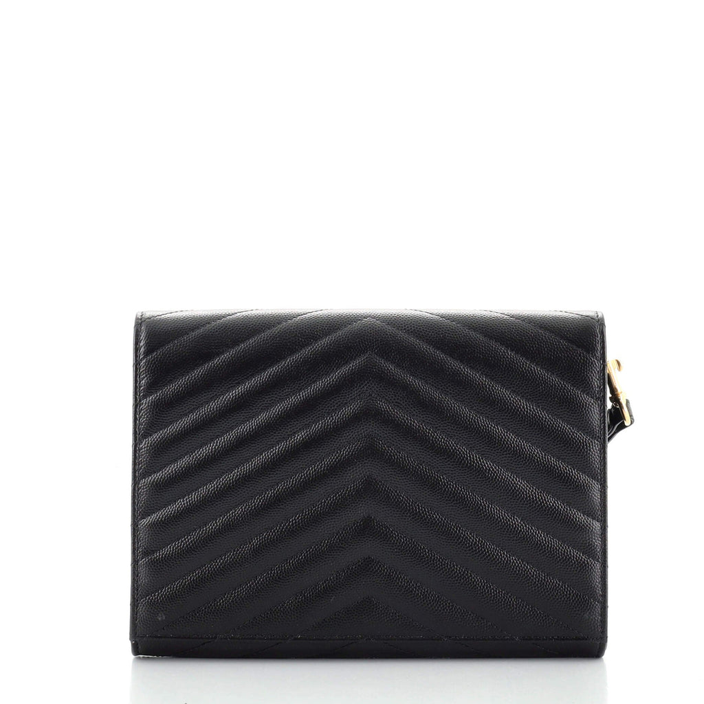 Classic Monogram Flap Wristlet Clutch Matelasse Chevron Leather