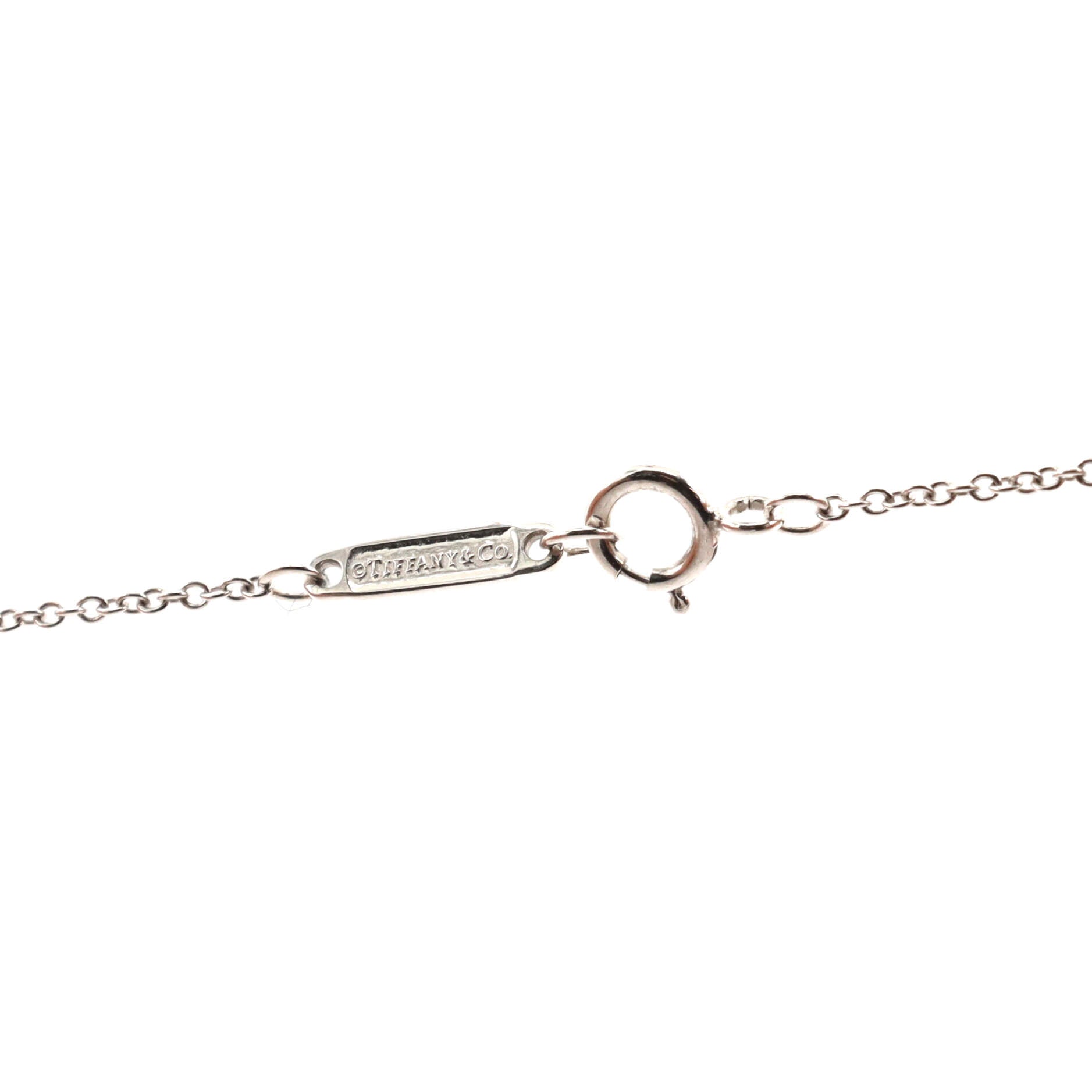 T Smile Pendant Necklace 18K White Gold with Blue Sapphires Small