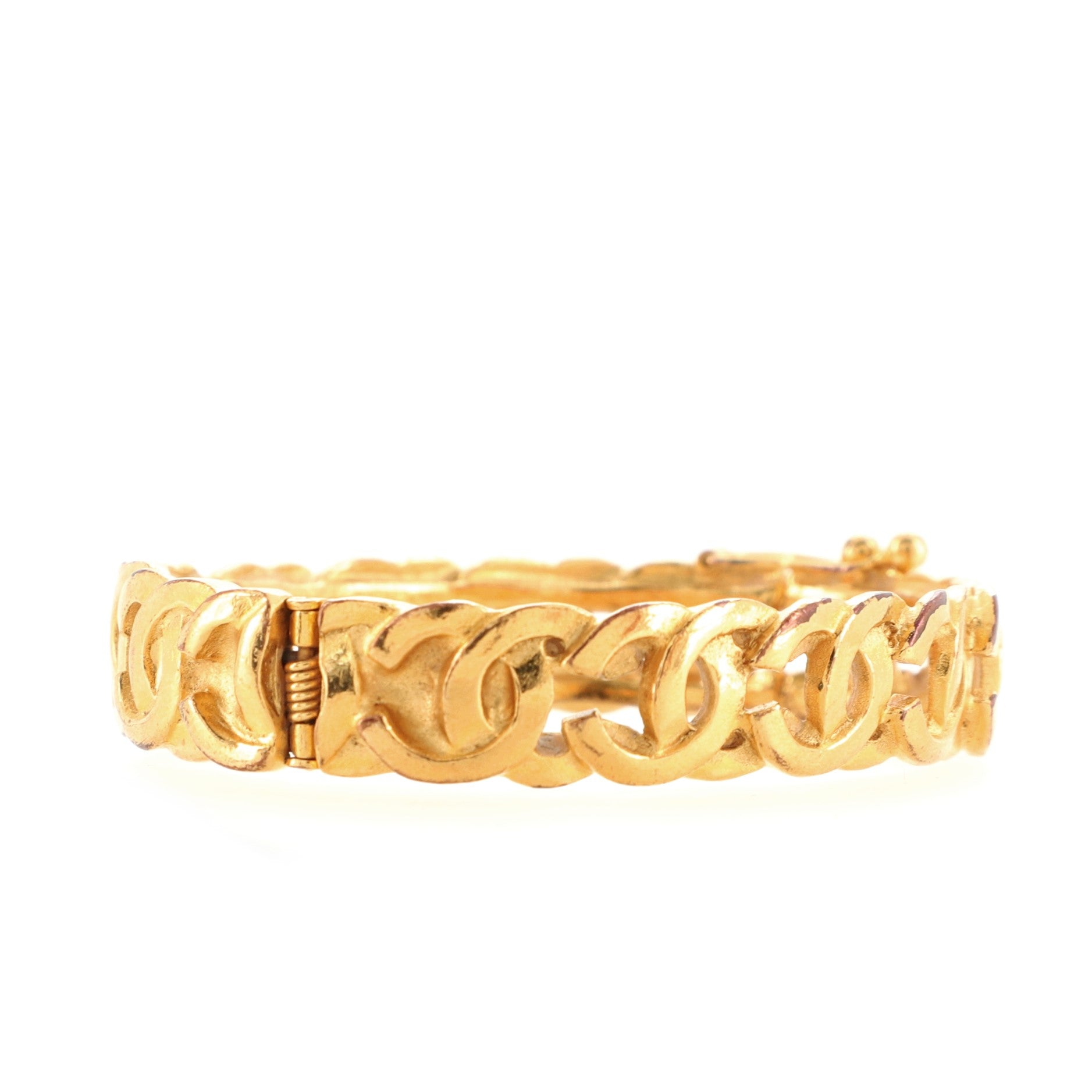 Vintage Multi CC Cut-Out Bangle Bracelet Metal