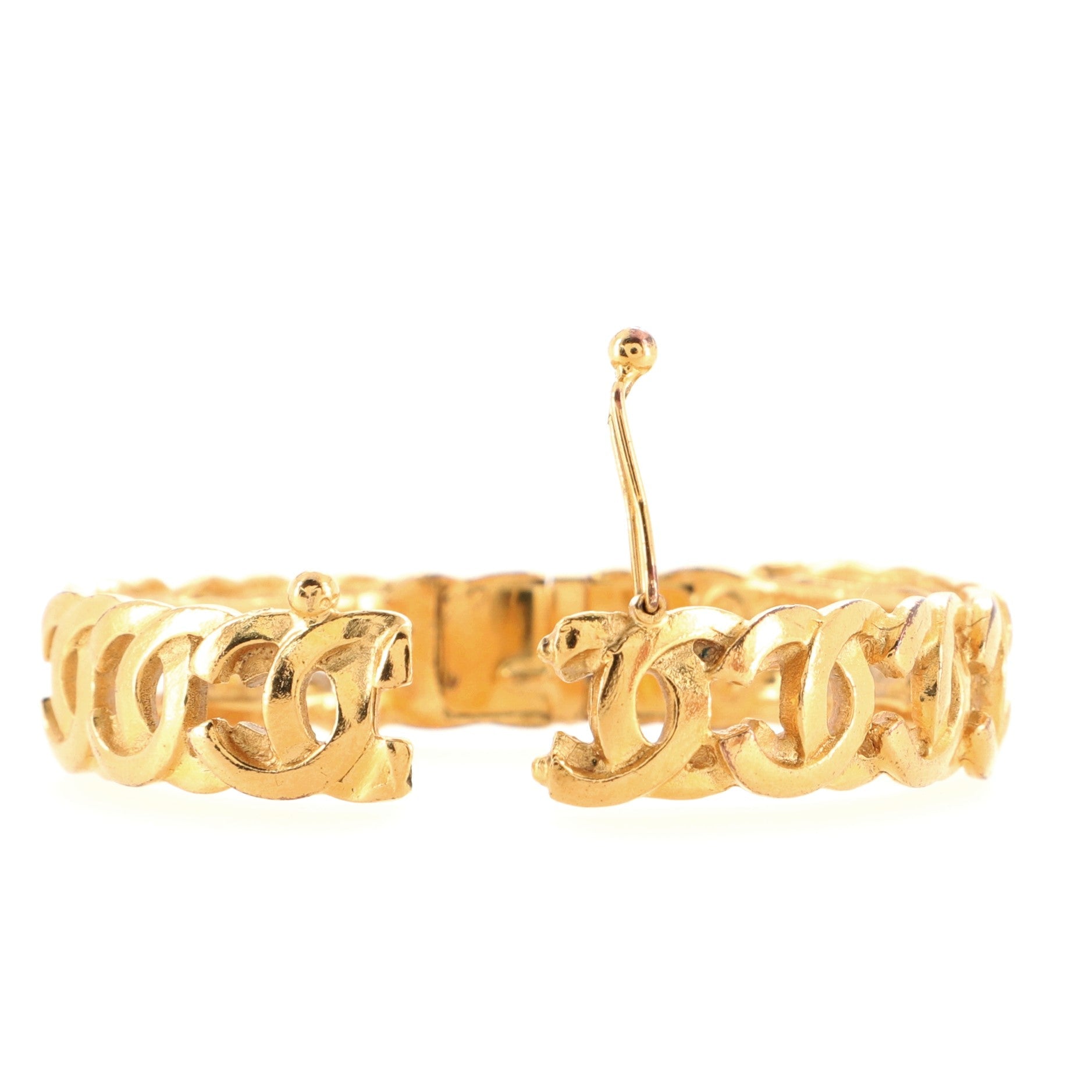 Vintage Multi CC Cut-Out Bangle Bracelet Metal