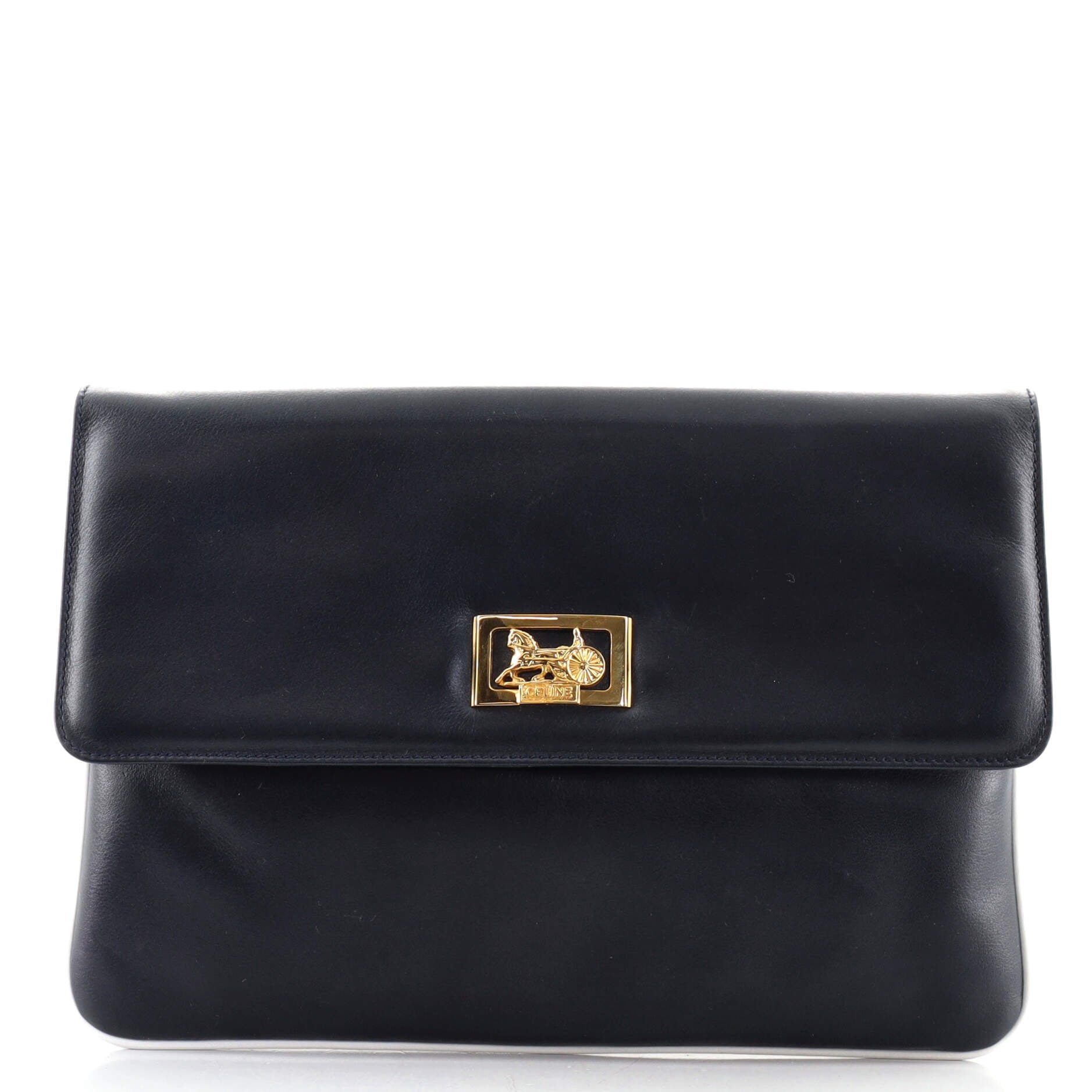 Vintage Carriage Flap Clutch Leather