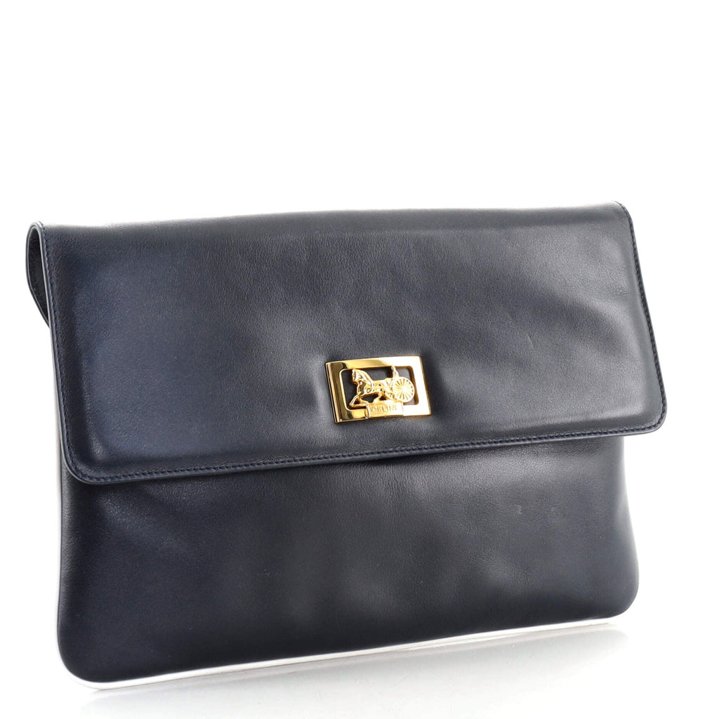 Vintage Carriage Flap Clutch Leather
