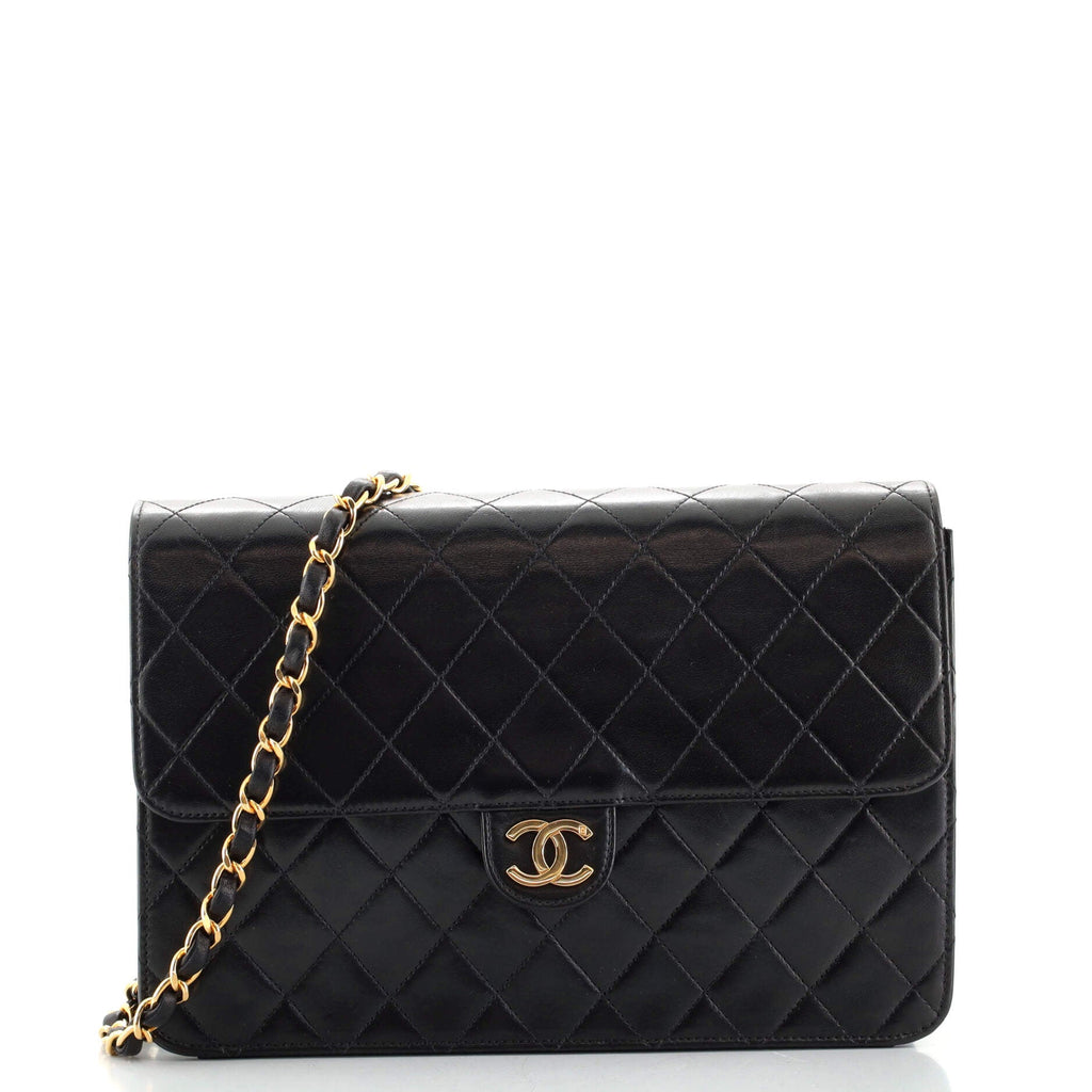 Vintage Clutch with Chain Quilted Leather Medium