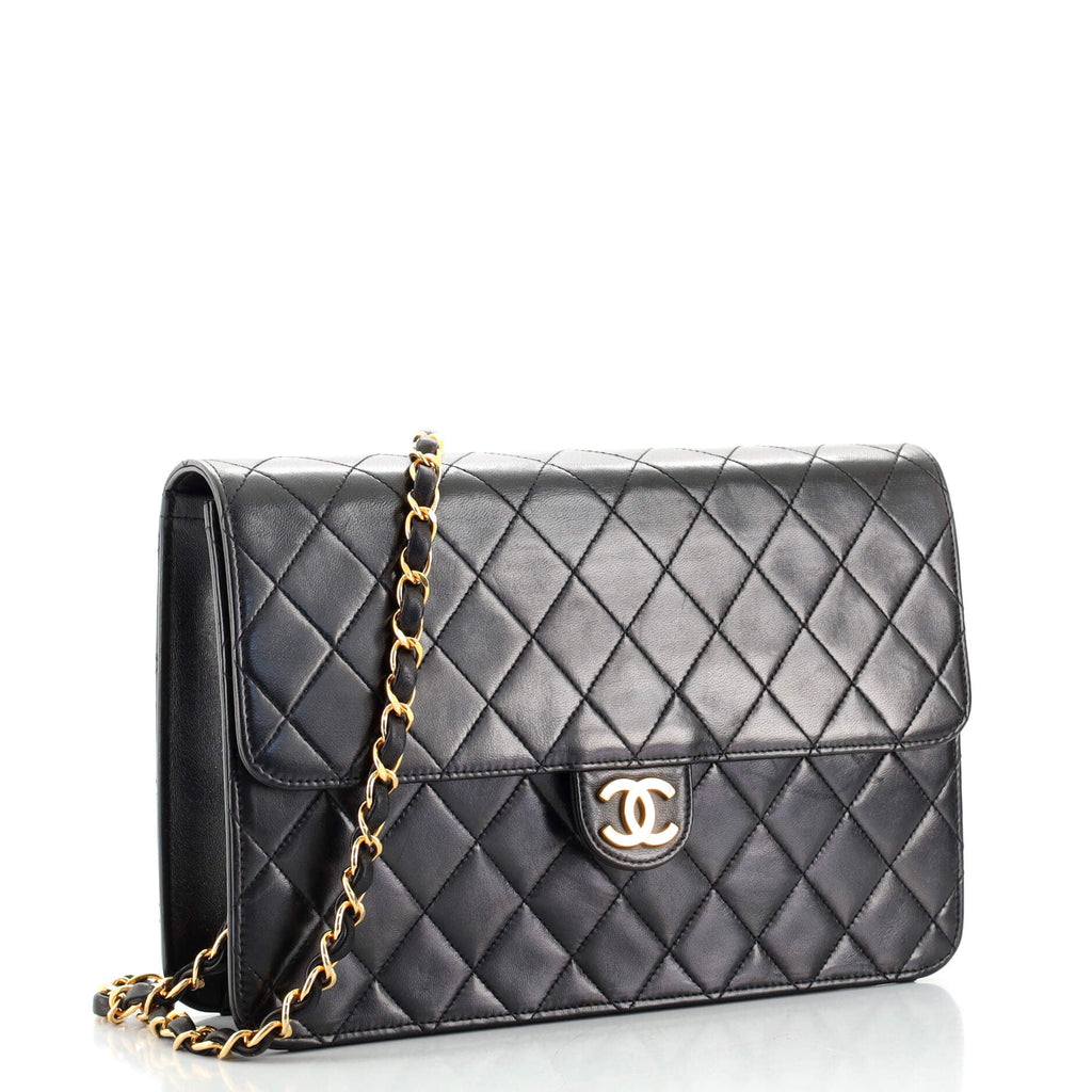Vintage Clutch with Chain Quilted Leather Medium