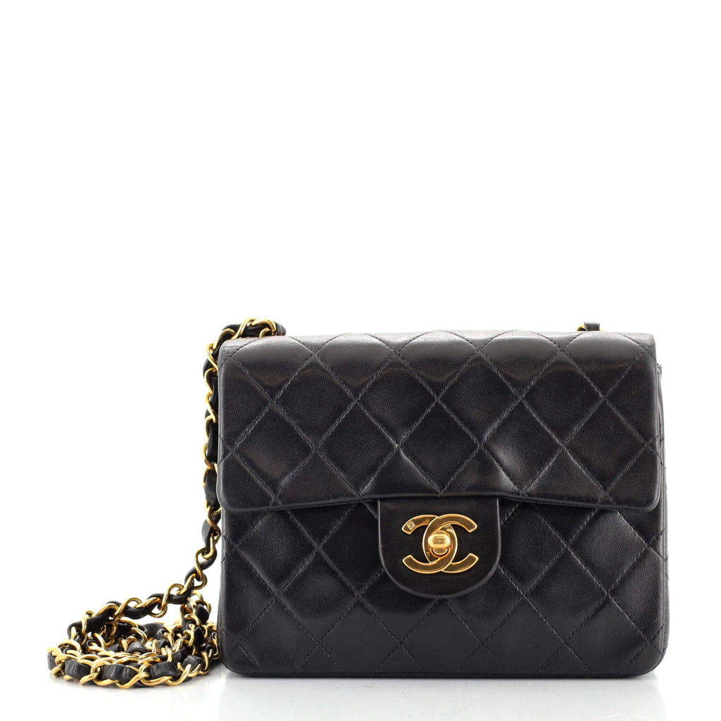 Vintage Square Classic Single Flap Bag Quilted Lambskin Mini