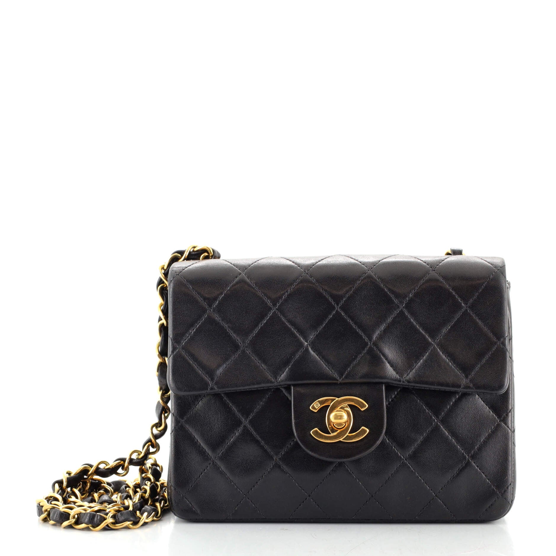 Vintage Square Classic Single Flap Bag Quilted Lambskin Mini