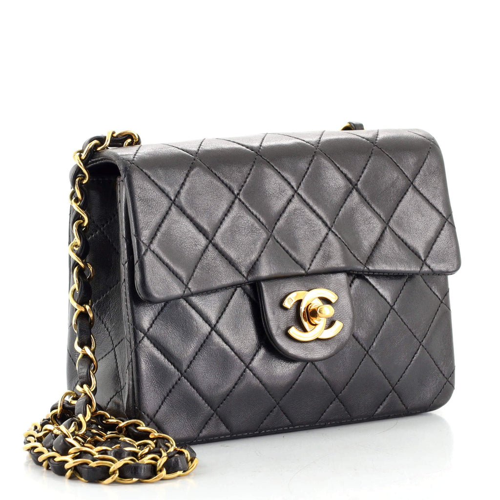 Vintage Square Classic Single Flap Bag Quilted Lambskin Mini