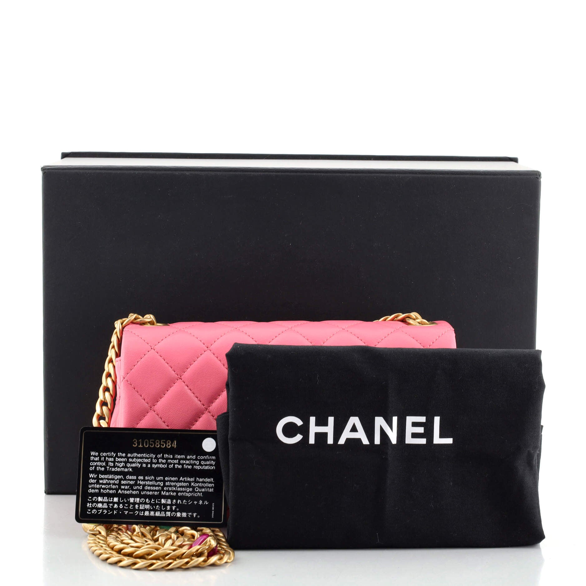 Pearl Samba Resin Chain Flap Bag Quilted Lambskin Mini