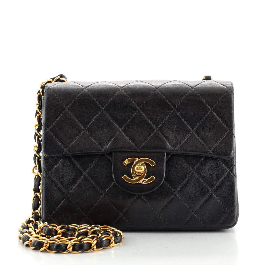 Vintage Square Classic Single Flap Bag Quilted Lambskin Mini