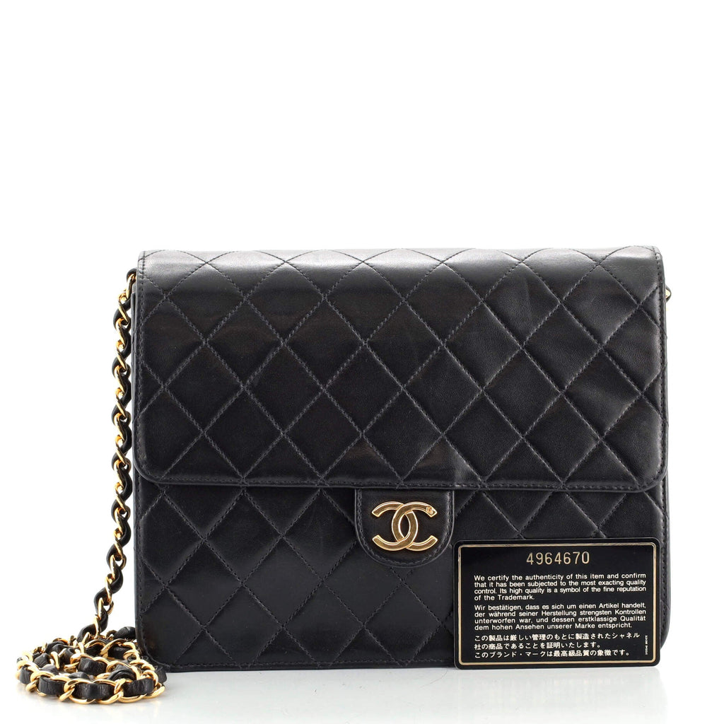Vintage Clutch with Chain Quilted Leather Small
