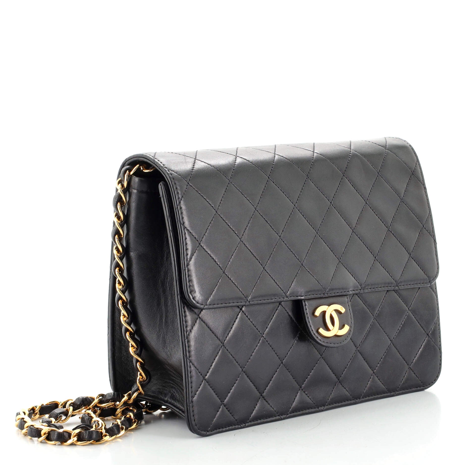 Vintage Clutch with Chain Quilted Leather Small