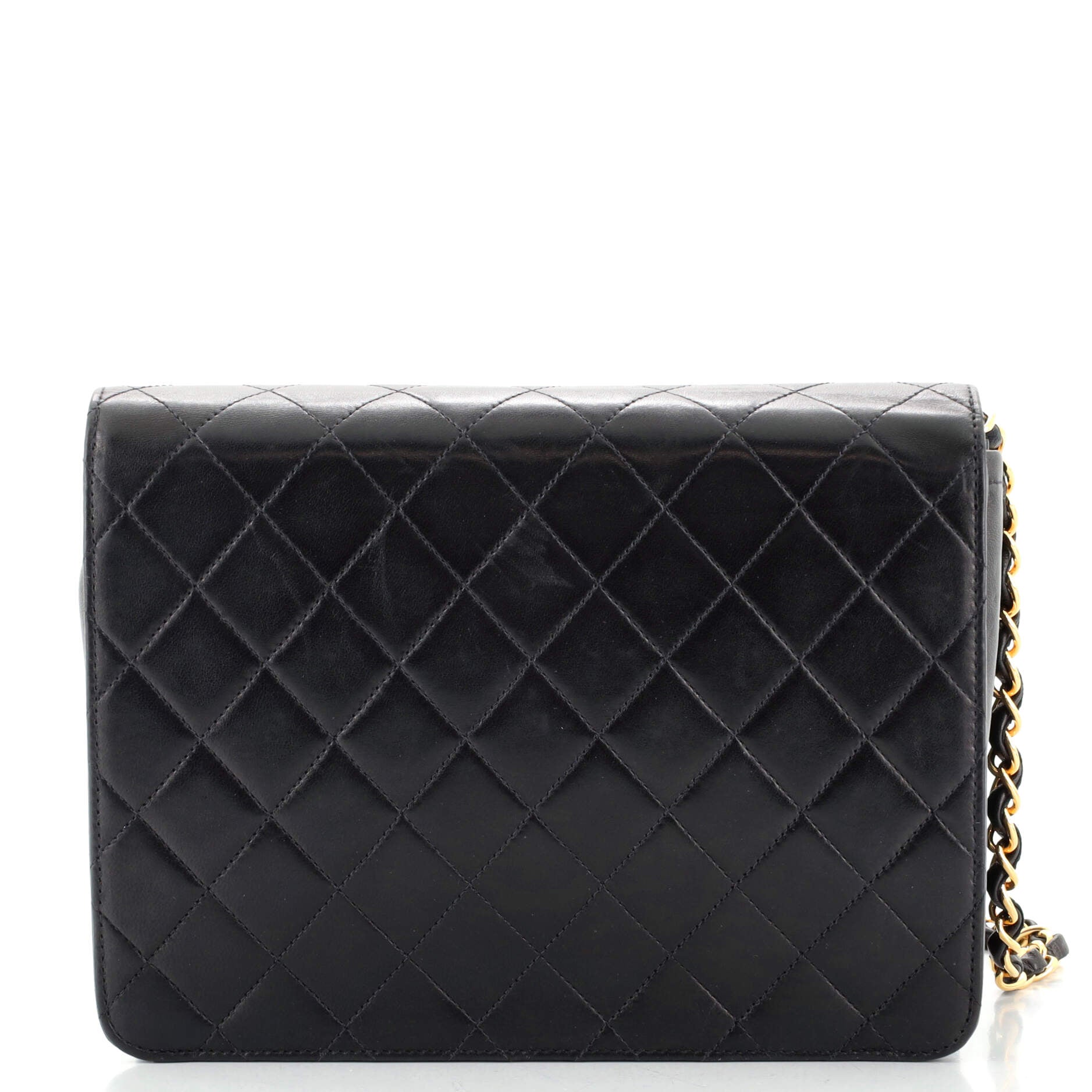 Vintage Clutch with Chain Quilted Leather Small