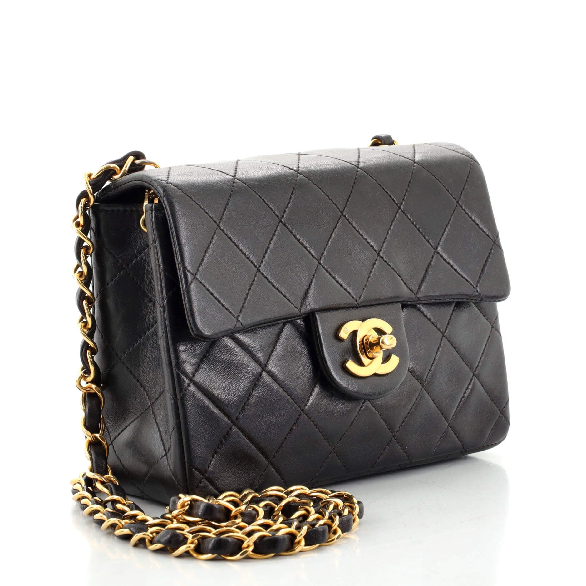 Vintage Square Classic Single Flap Bag Quilted Lambskin Mini