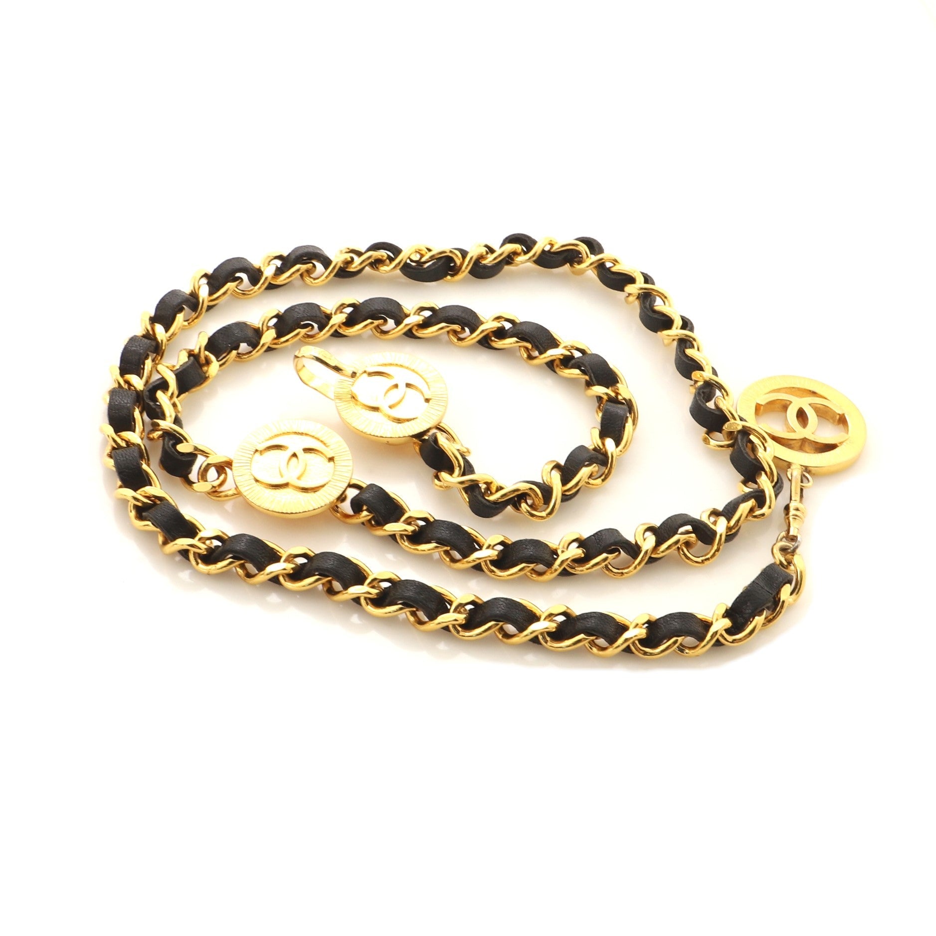Vintage Medal Chain Belt Metal and Leather 0