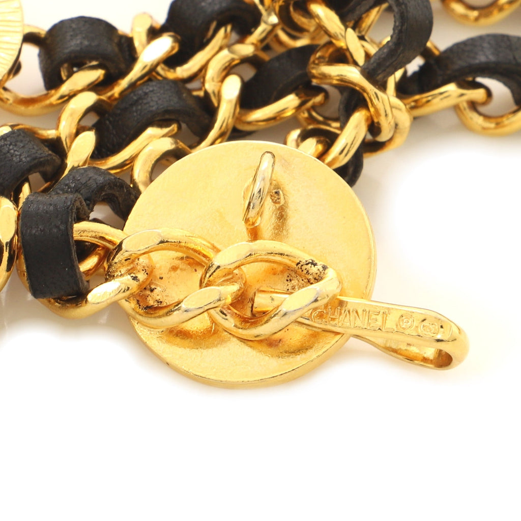 Vintage Medal Chain Belt Metal and Leather 0