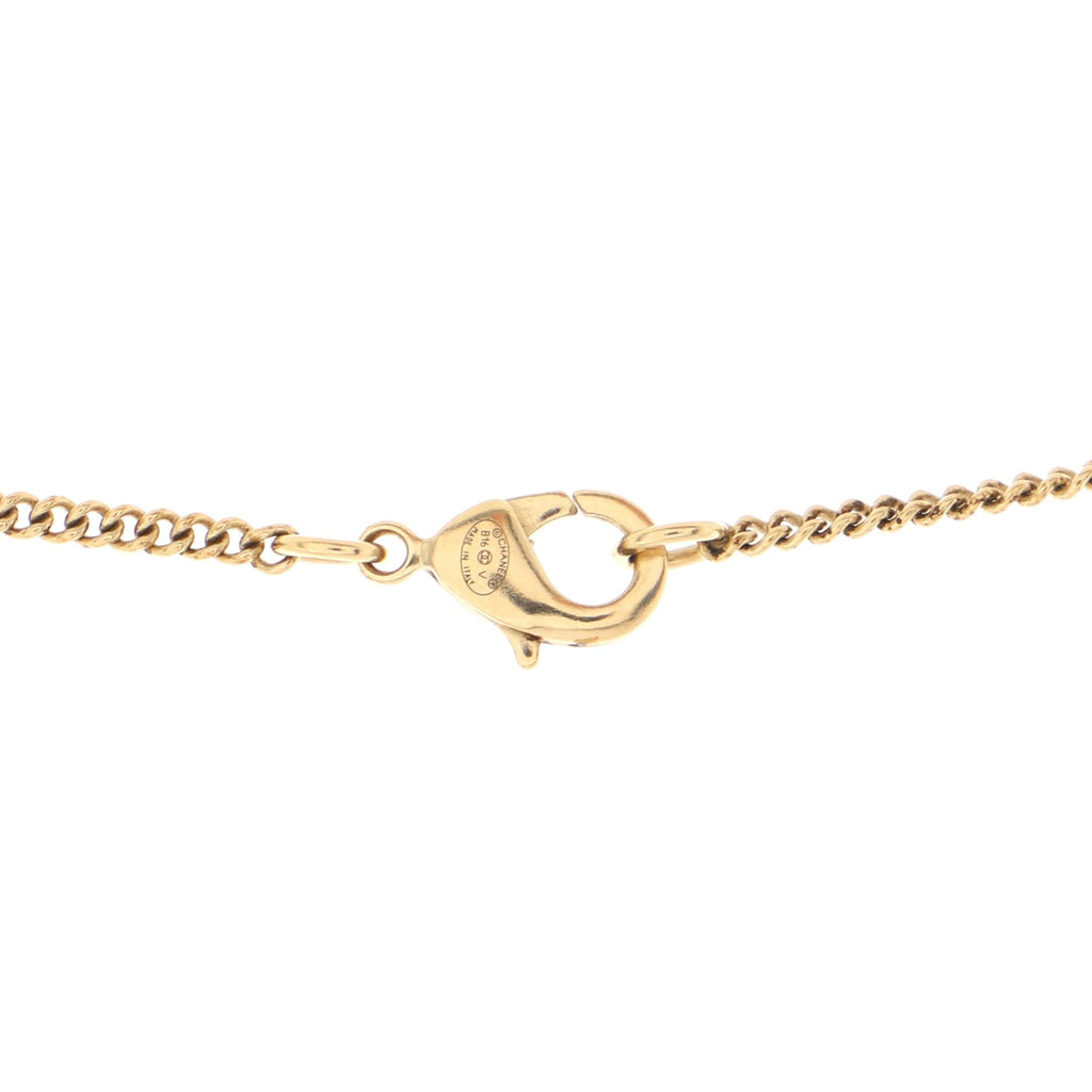 CC Bow Drop Pendant Necklace Metal with Crystals