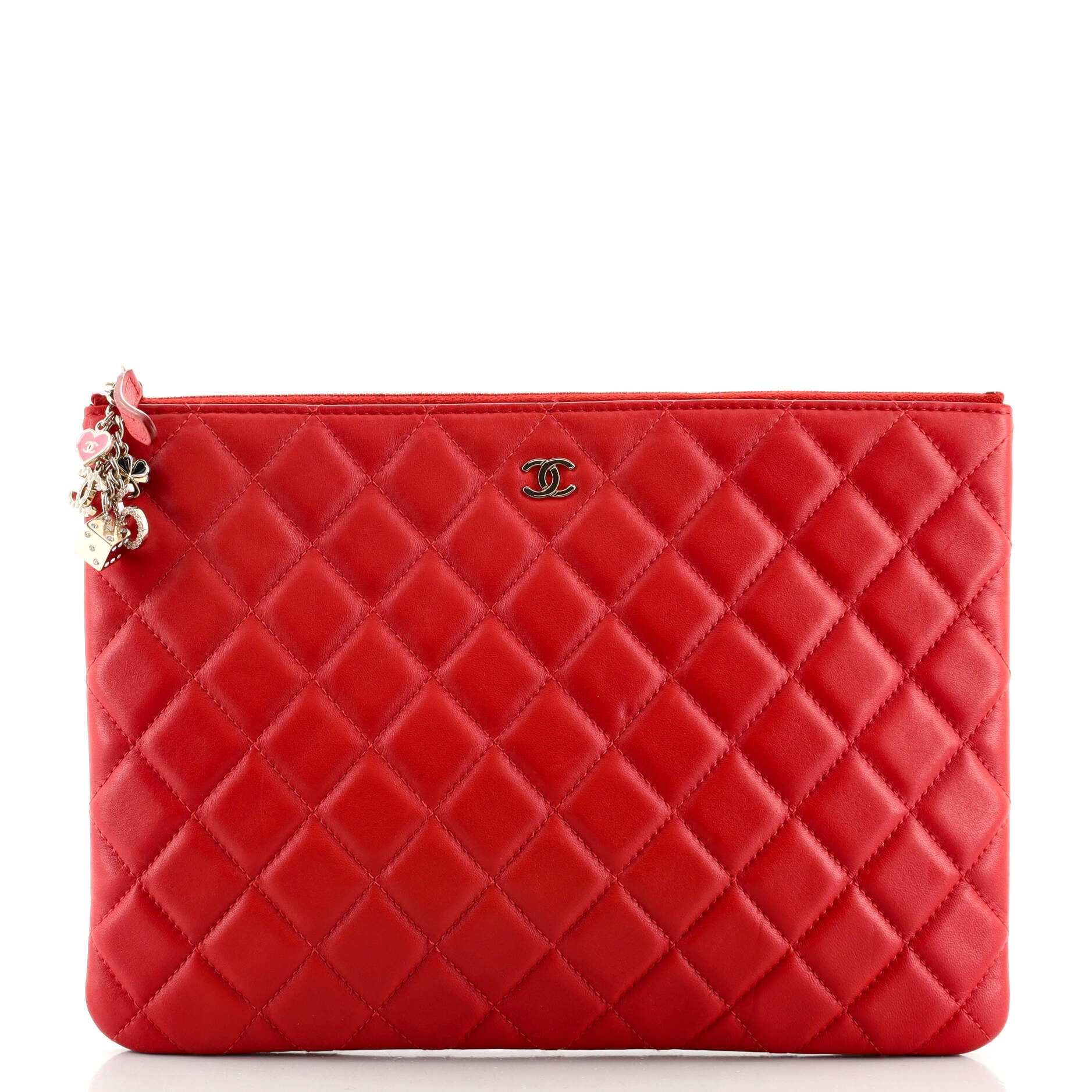 CC Casino O Case Clutch Quilted Lambskin Medium